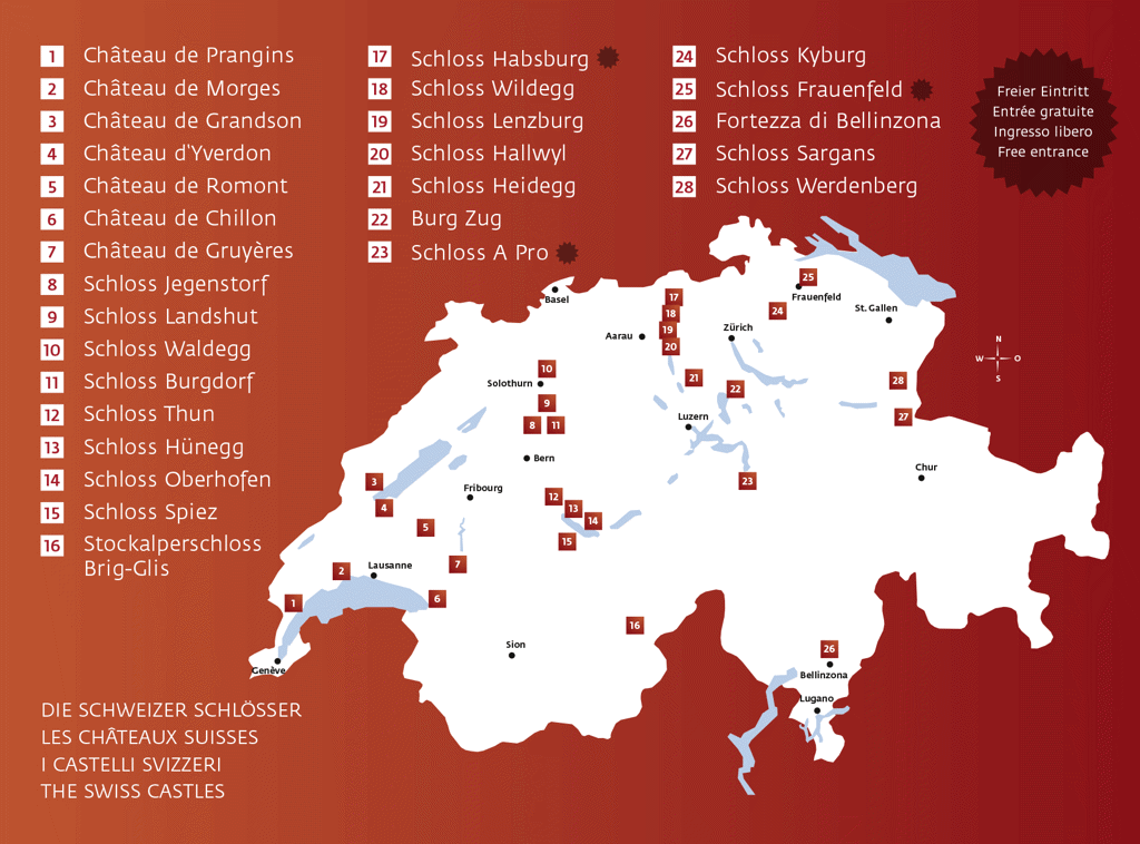 Karte Die Schweizer Schlösser